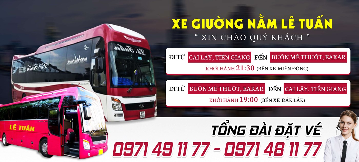 Xe giường nằm đi Đắc Lắc, Tiền Giang, TPHCM