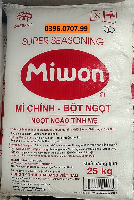 Bột ngọt Miwon bao xá 25kg sỉ lẻ giá rẻ 