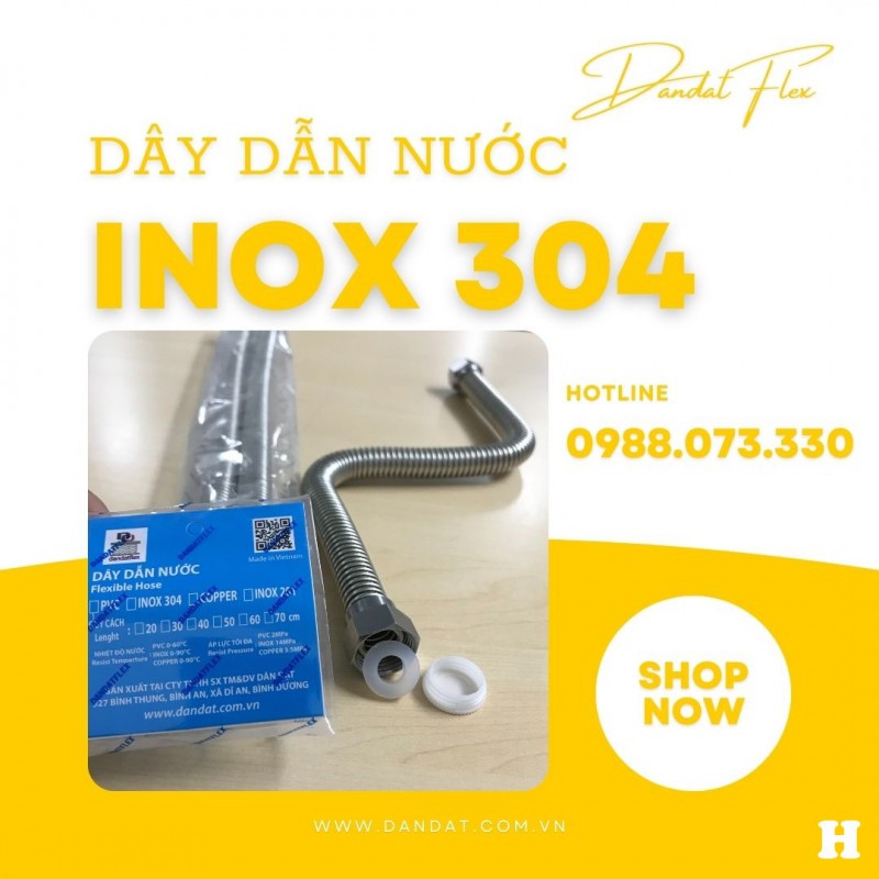 Dây Dẫn Nước Nóng Lạnh, Dây Cấp Nước Mềm Inox 304, Dây Cấp Nước Inox Chịu Nhiệt