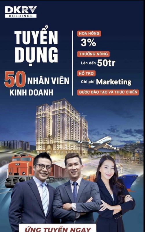 Tuyển Dụng 20 Chuyên Viên Kinh Doanh BĐS làm tại Q2 đi làm ngay lương cao