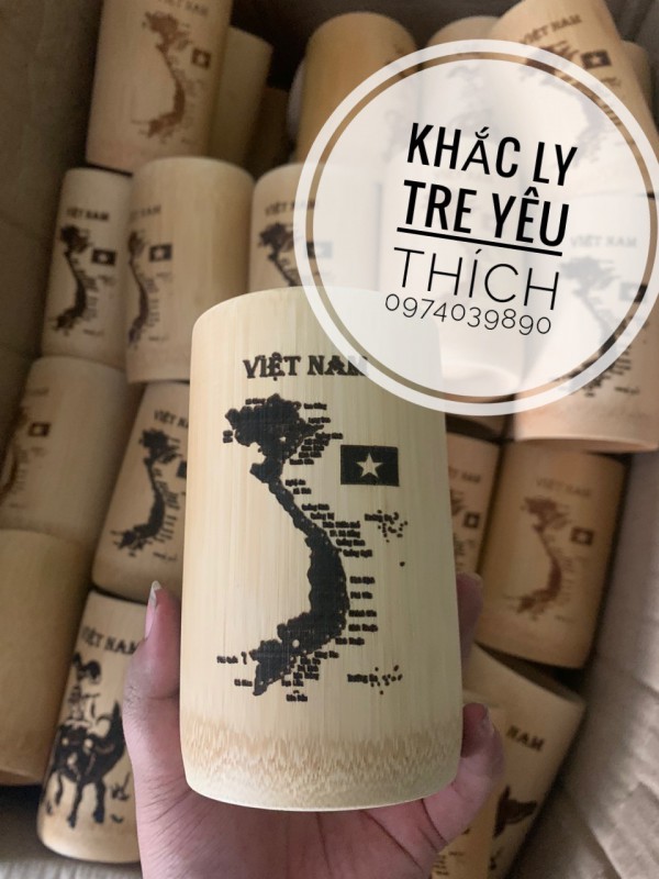 Ly  tre và ly bả cafe nhận khắc logo, khắc chữ trên ly, khắc tên lên ly tre