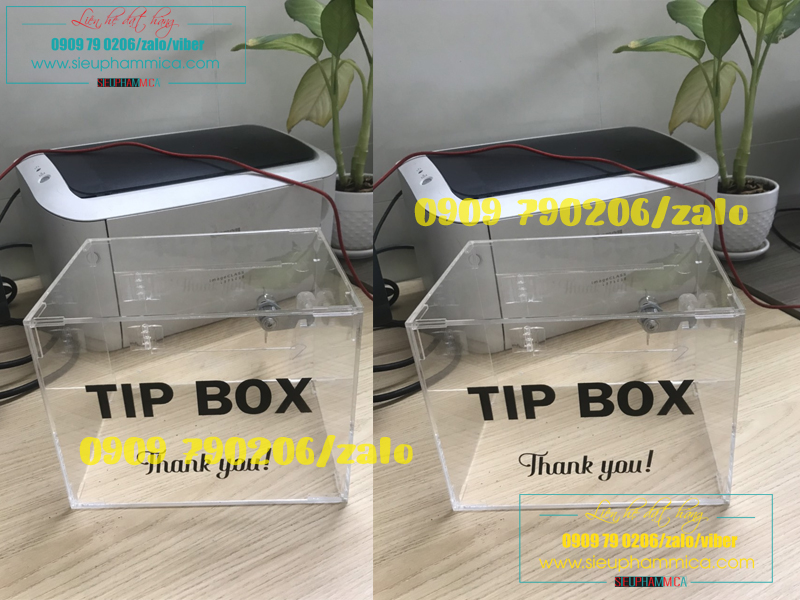 Hộp tiền tipbox mica có nhiều kích thước 