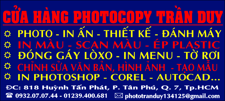 PHOTOCOPY HUỲNH TẤN PHÁT, QUẬN 7