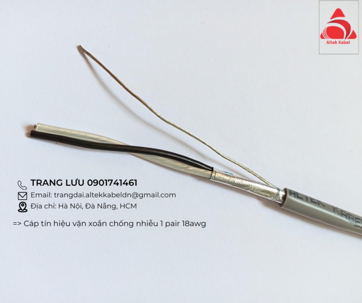 Cáp tín hiệu vặn xoắn 1 lớp chống nhiễu 22 AWG 2 pair Altek Kabel