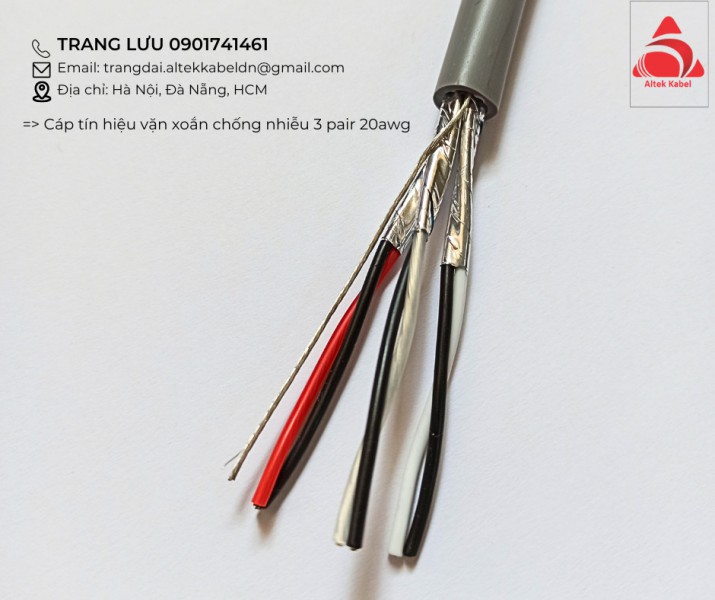 Cáp tín hiệu vặn xoắn 1 lớp chống nhiễu 22 AWG 2 pair Altek Kabel