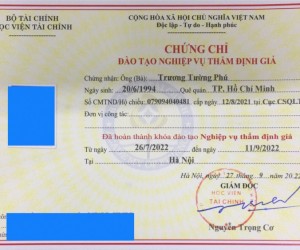 Cấp chứng chỉ thẩm định giá tại hà nội 0969868605 Cô Hằng